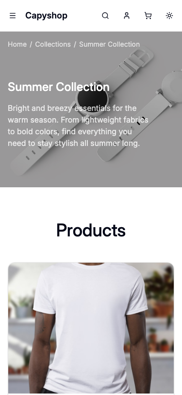 Storefront collection page — mobile