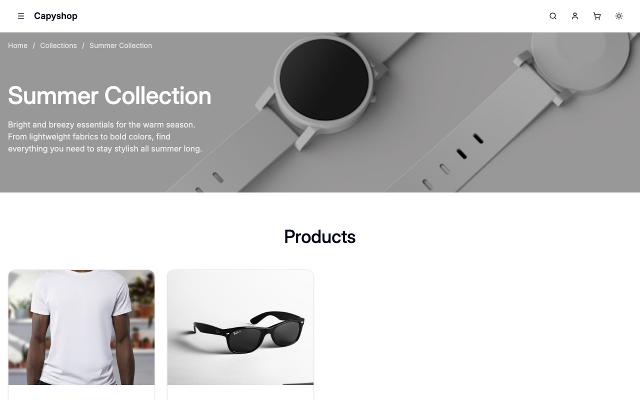 Storefront collection page
