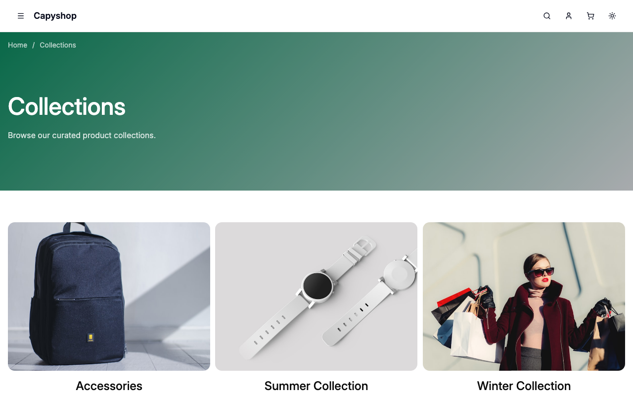 Storefront collections page