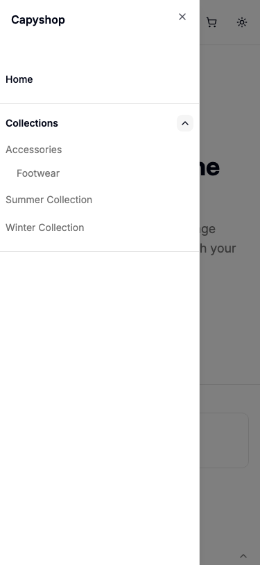 Navigation menu — mobile