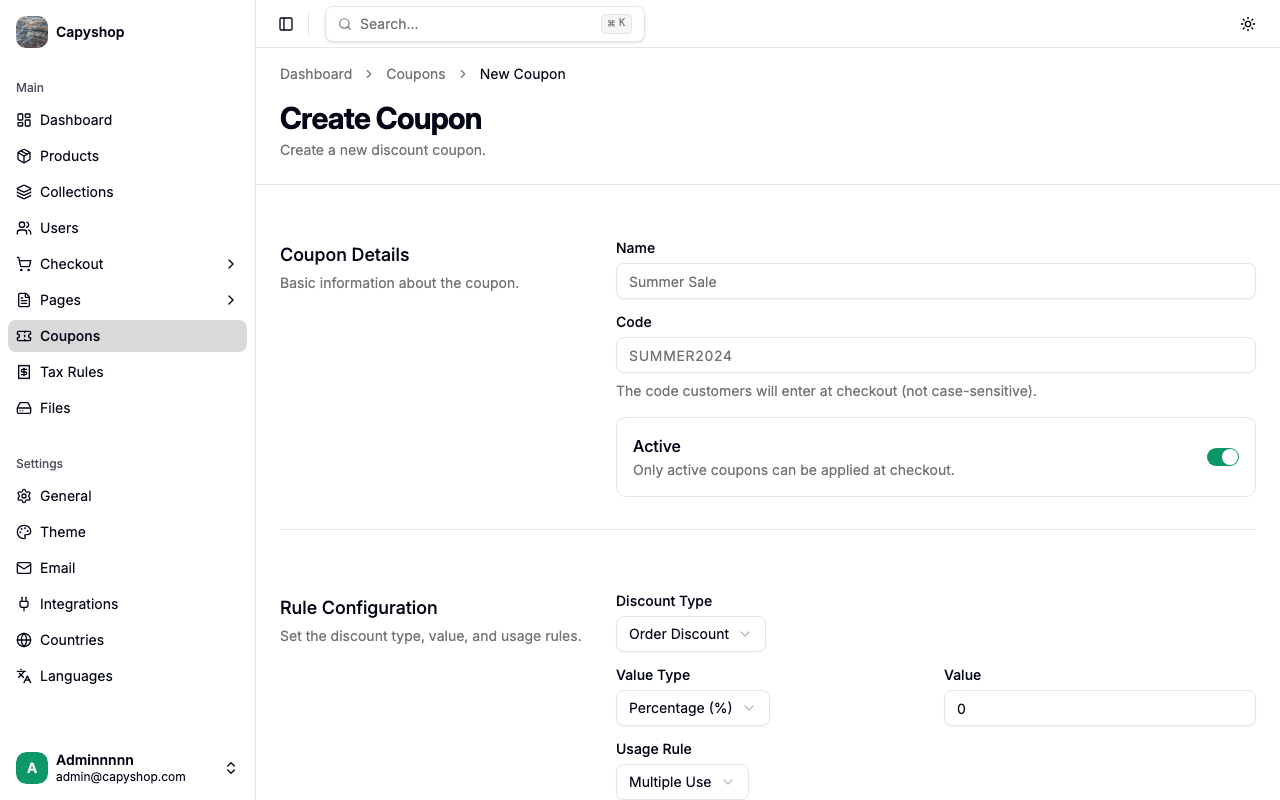 Create coupon