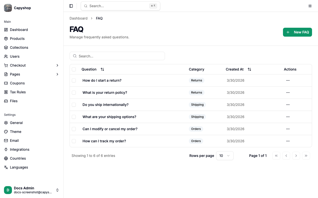 FAQ list