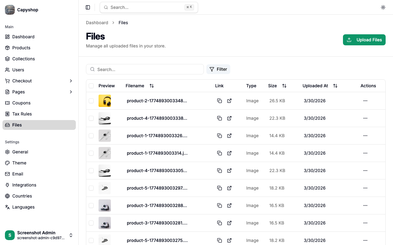 Files list