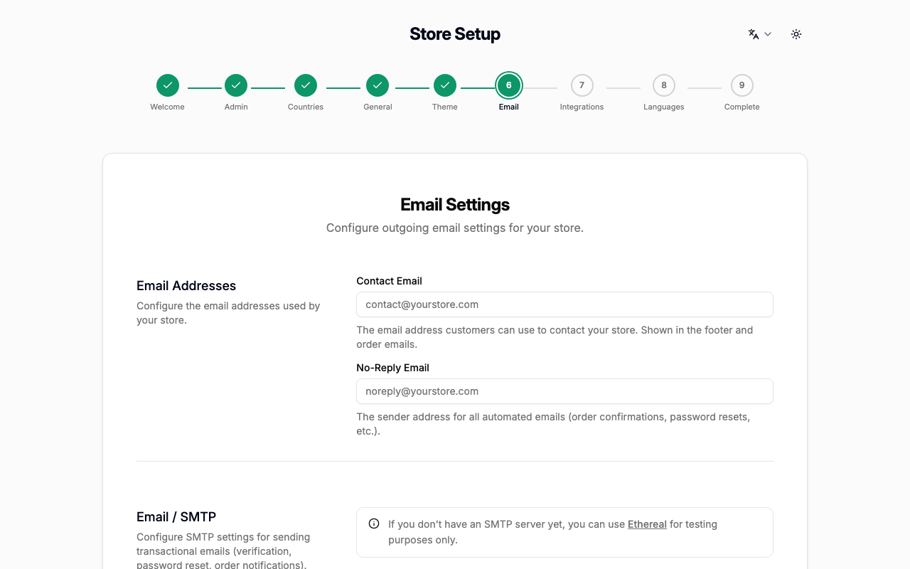 Email settings