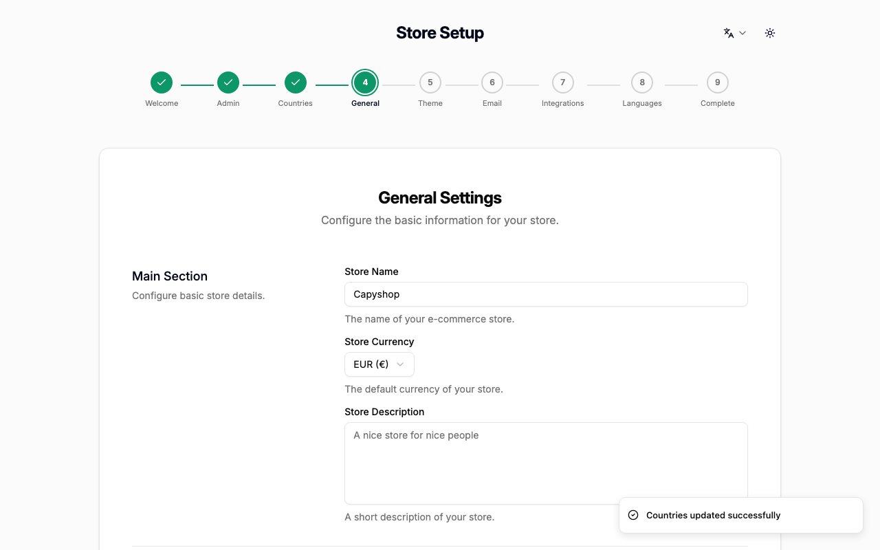 General settings
