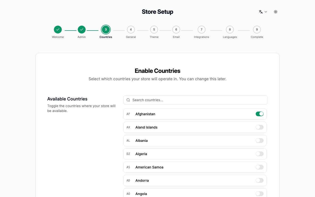 Select countries