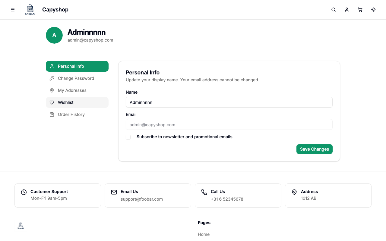 Profile — order history
