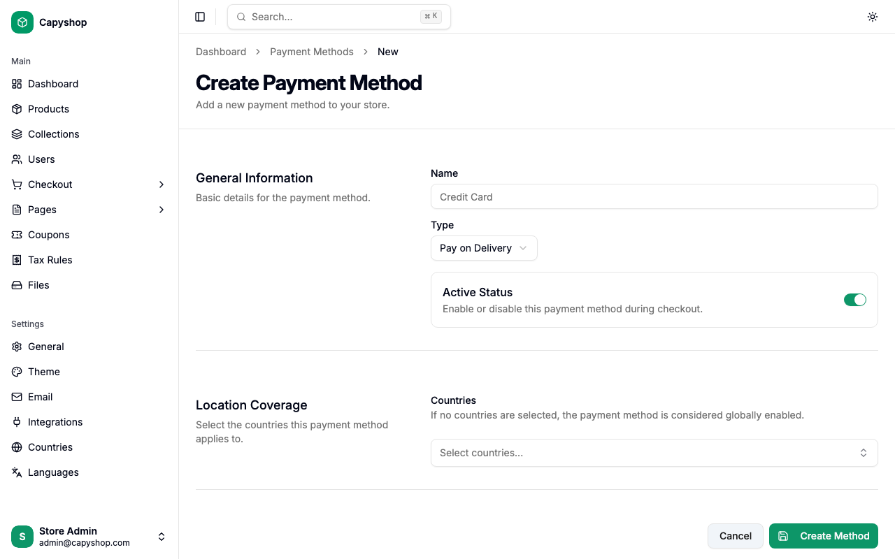 Create payment method