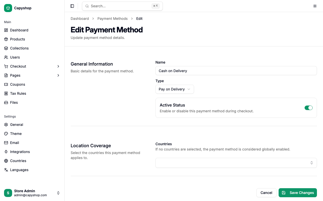 Edit payment method