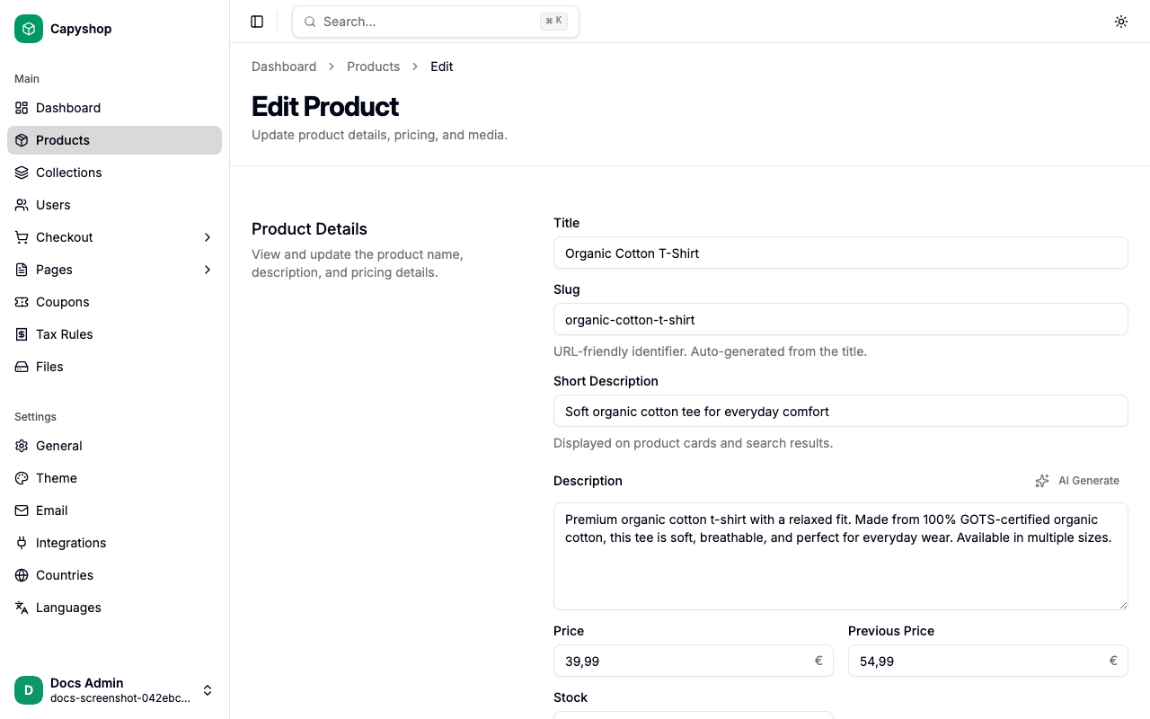 Edit product