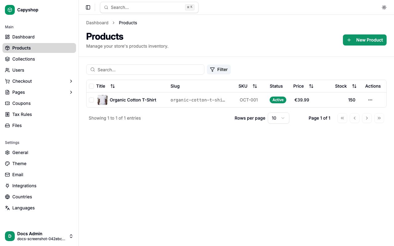 Products list