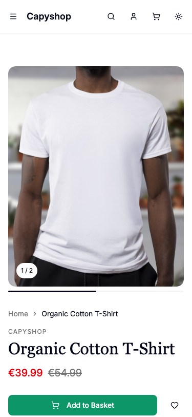 Storefront product on mobile