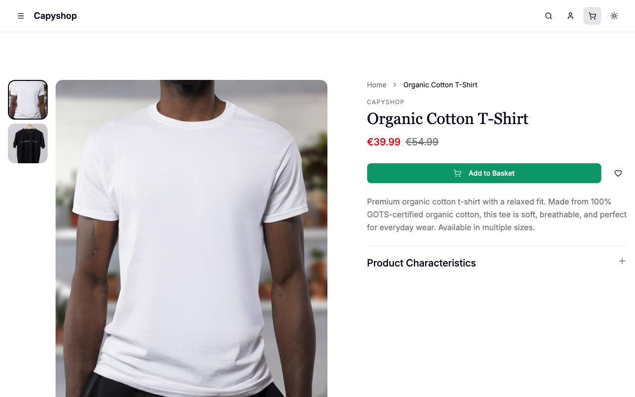 Storefront product page