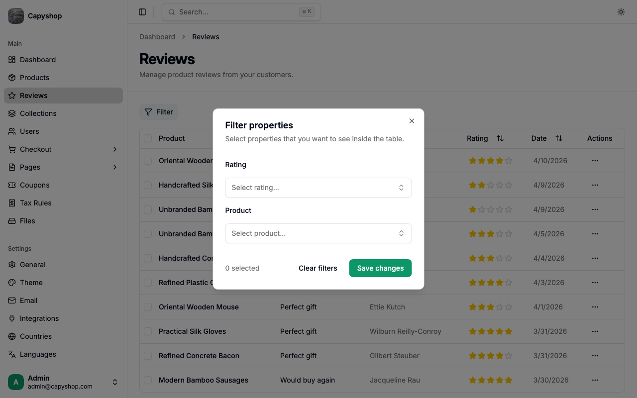 Filter reviews