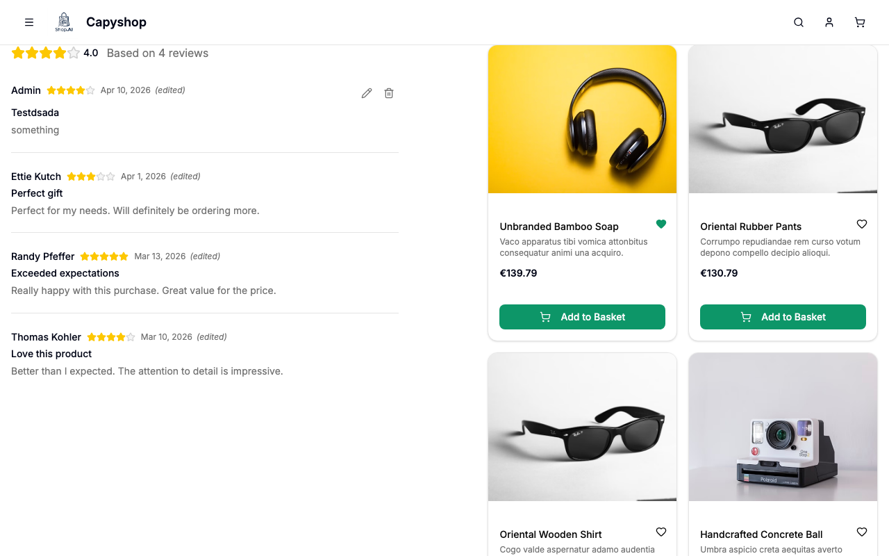 Storefront product reviews