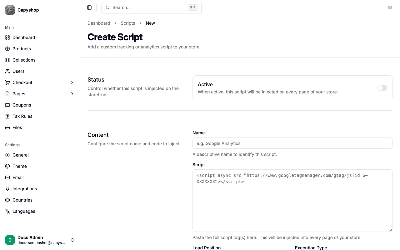Create script form