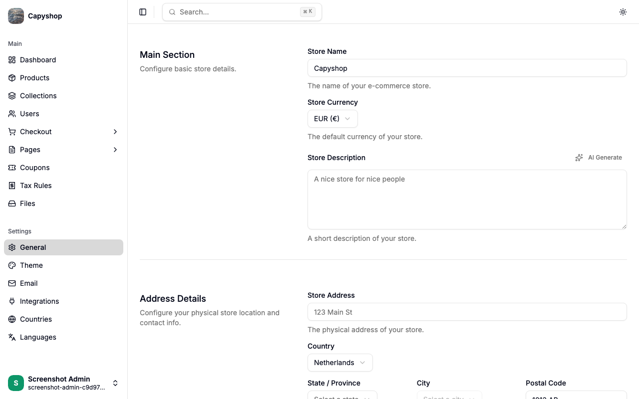 General settings